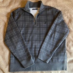 Nautica 1/4 zip pullover grey/black size L